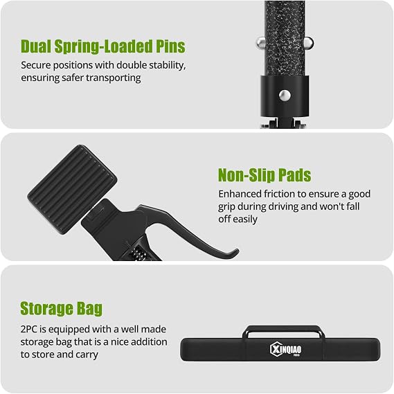XINQIAO Truck Bed Cargo Bar for Pickup 39.4 in to 70.8 in Adjustable,  with a Net and a Divider, 200 LB Capacity Also Used for A Third Hand Support Pole, 2 Sets