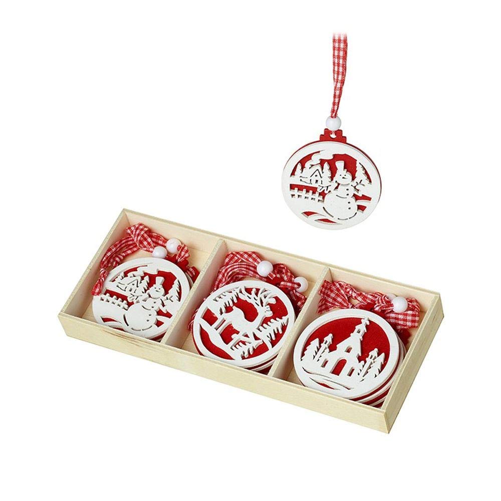 Heaven Sends Nordic Wooden Filagree Christmas Tree Decorations x 9
