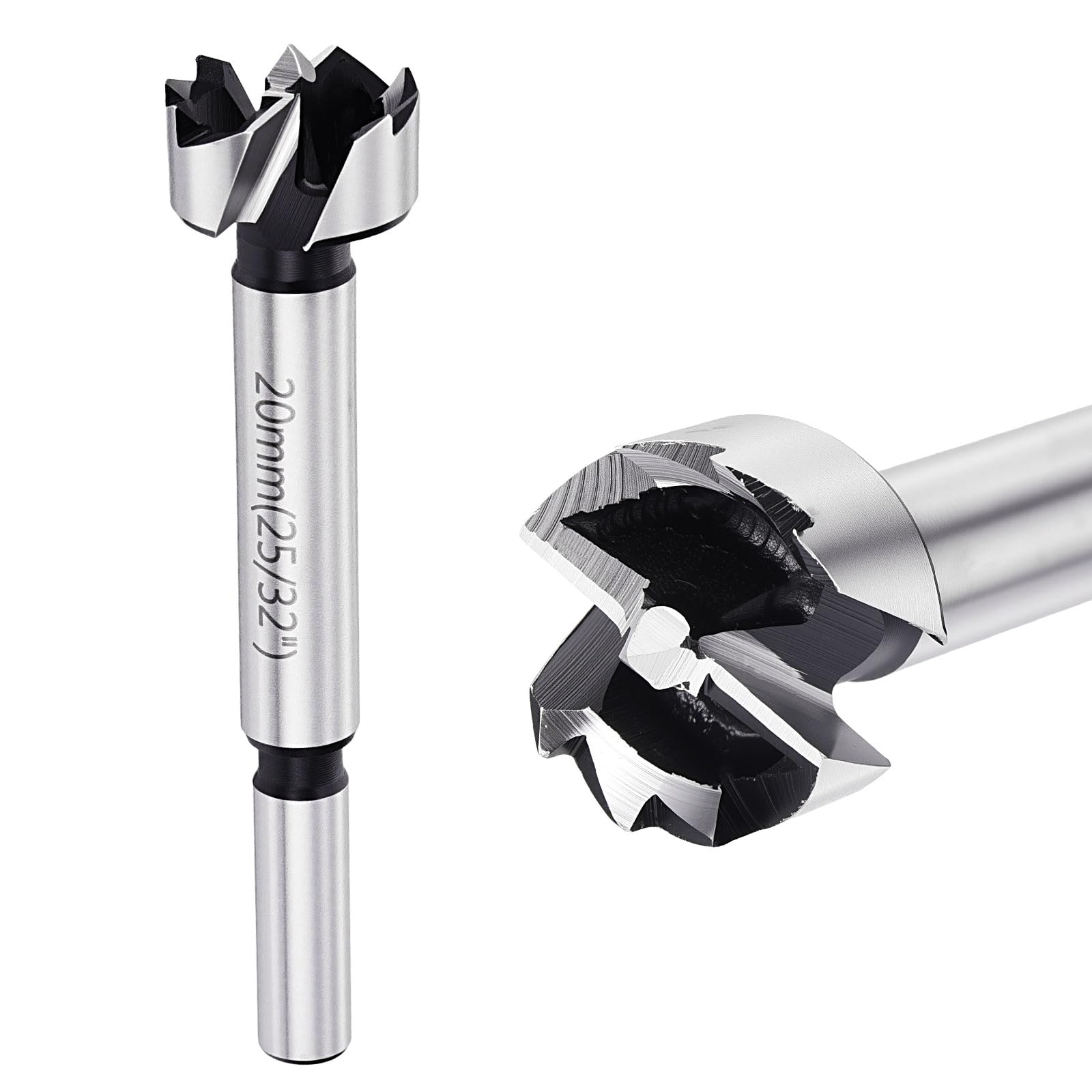 DTGN 20mm Forstner Drill Bits 25/32" - 2Pack - Good for Wood Plastic Plywood - Multi-Tooth Carbon Steel Woodworking Hole Saw Cutter with Round Shank - Silver — image 1