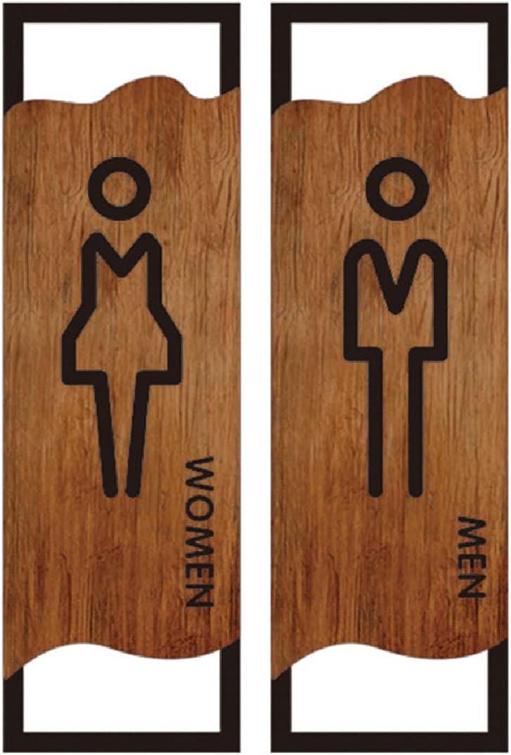 Acrylic Men's and Women's Bathroom Sign Decor Figure Set,Modern Restroom Toilet Sign,Bathroom Door Signs,Bathroom Signage-9.84 in (Brown Black Toilet)