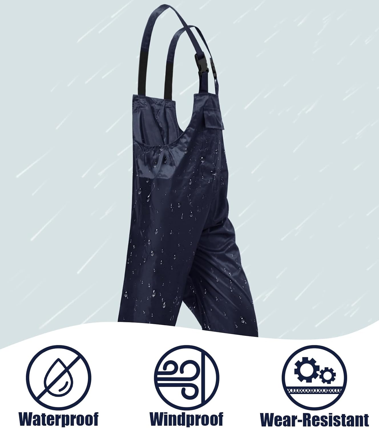 RainRider Bib Rain Pants for Men Waterproof Rain Gear for Women Workwear Bib Overalls Trousers for Fishing - Image 2
