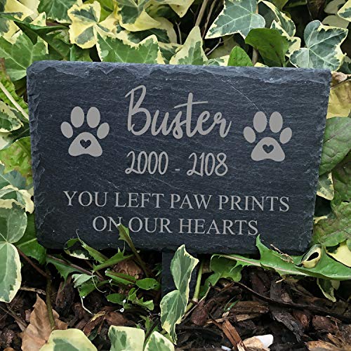 ukgiftstoreonline Memorial Plaque For Pet Dog – Personalised Dogs Grave Stone Slate Marker