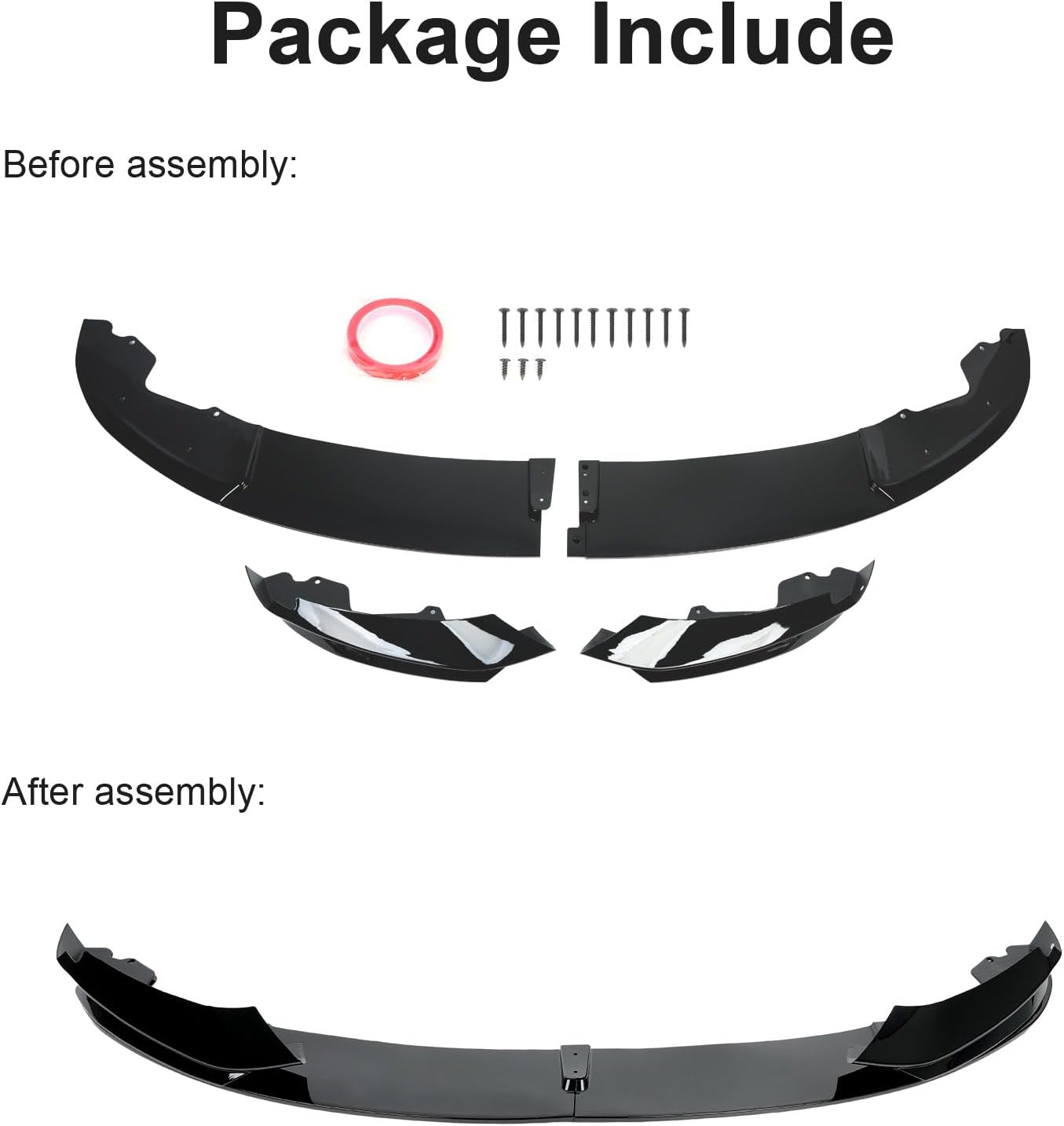 KHK Front Bumper Lip Spoiler for 2014-2020 BMW 4 Series F32 F33 F36 M-Sport Bumper, Glossy Black ABS Air Dam Compatible with 428i 430i 435i 440i Models Front Splitter Body Kit Accessories