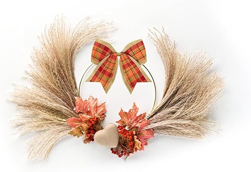 Miniatura 7 de ALIBBON 10 lazos de otoño para corona, lazos de corona de Acción de Gracias, lazos de calabaza de flores naranjas, adornos de corona, decoración de