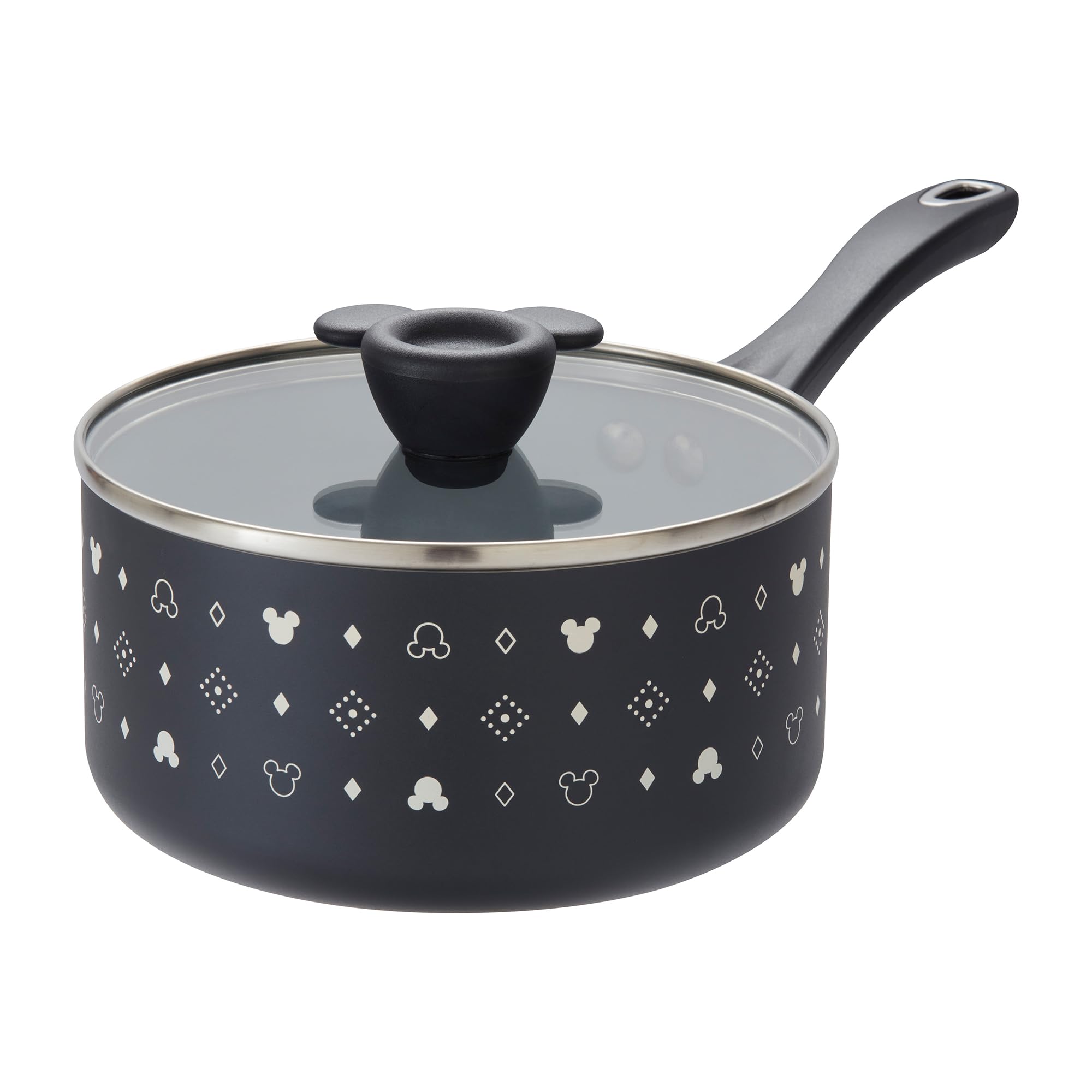 Prestige Black & White Disney Monochrome Mickey Mouse Non Stick Saucepan With Lid 20Cm, Ceramic Induction Saucepan, Pfas & Pfoa Free, Non Toxic Cookware,