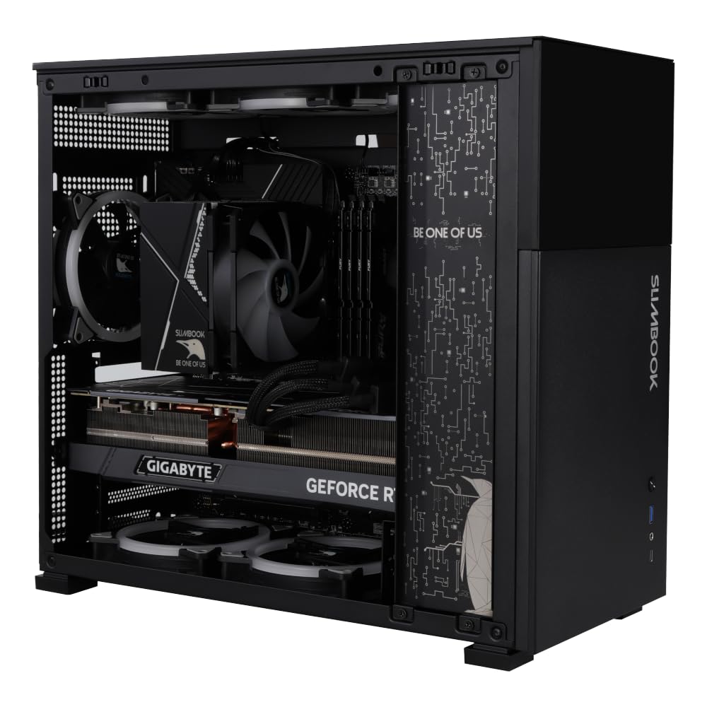 Caja PC SOBREMESA D41 STD SLIMBOOK | ATX/Micro ATX/Mini ITX | Pantalla Frontal | Vidrio Templado | Negra.