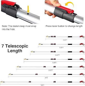 1.4-3m Extendable Tree Pruner with Pole Saw Pruning Shear | Telescopic Long Reach Pruner Tree Trimmer with Bypass Clippers, Lightweight Adjustable Fruit Picker for Tree Branch Cutter