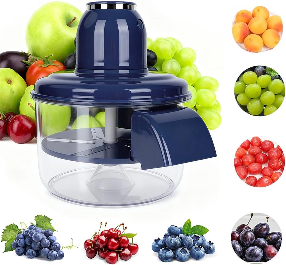 Automatic Grape Peeler Machine, Electric Garlic Peeler & Cherry Tomato Skin Remover Tool for Small Fruits, Efficient Peeling Kitchen Gadget for Home Use (Blue)
