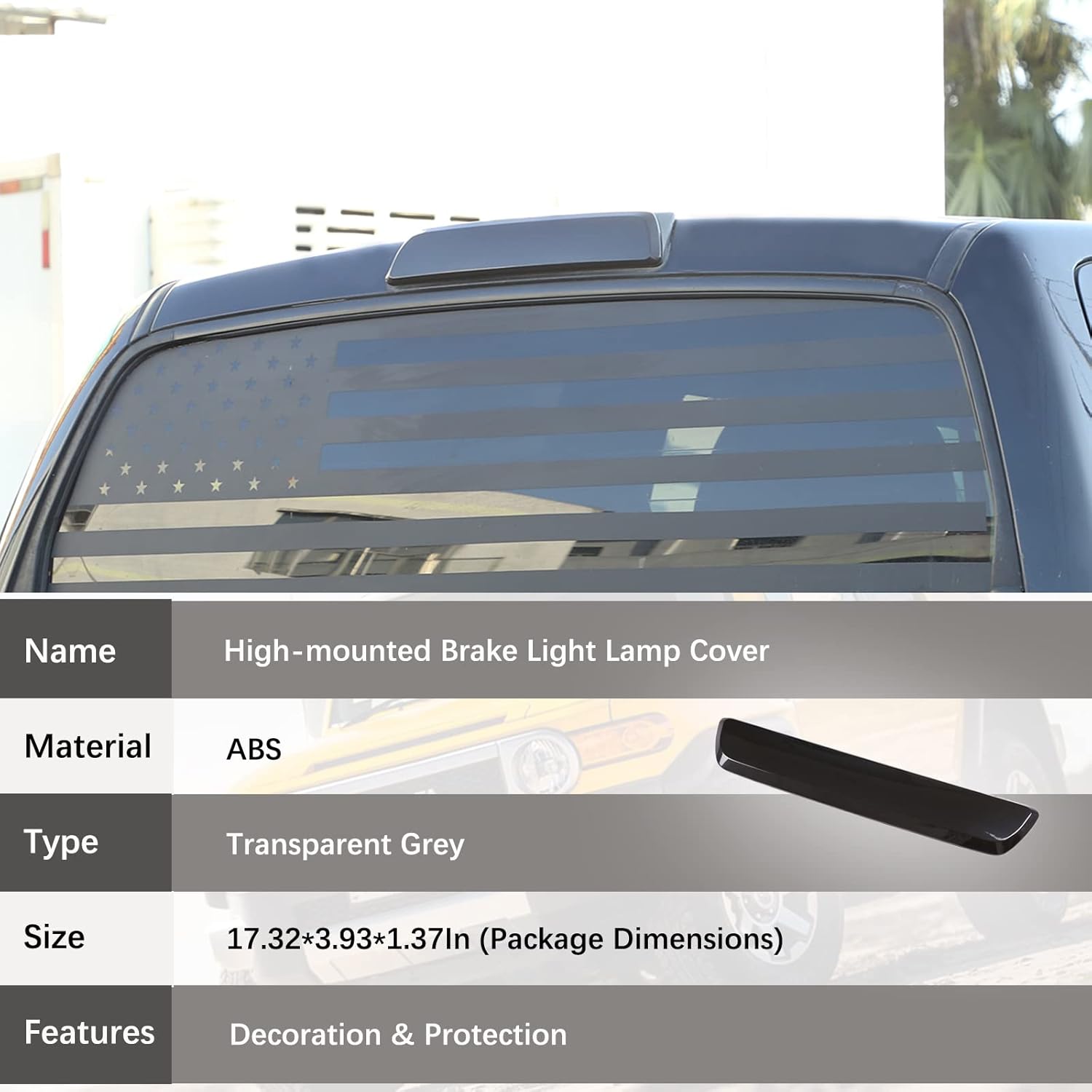 Aunginsy Car High-mounted Brake Light Lamp Cover Compatible with Toyota Tundra 2007-2021 Car High-mounted Brake Light Patch Cover Guard Trim ABS Exterior Protect Accessories, Transparent Grey