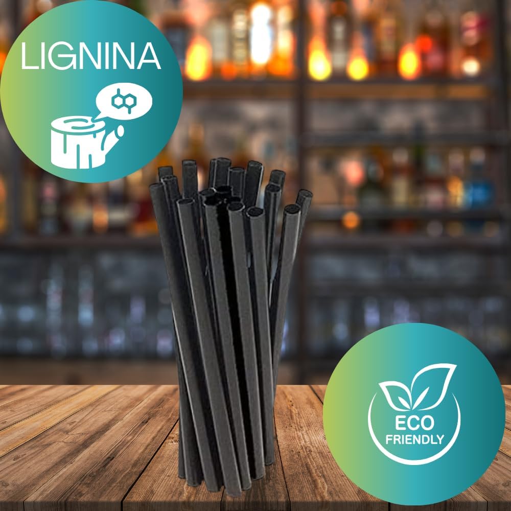 1000 Stuks Biologisch Afbreekbare Rietjes Zwart 15cm - Milieuvriendelijke Papieren Rietjes Voor Dranken En Cocktails