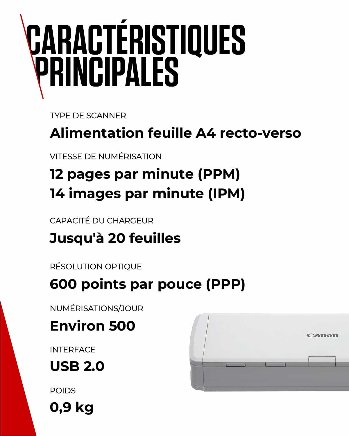 Canon Imageformula R10 - Scanner Per Documenti - Cmos / Cis - Duplex - Legal - 600 Dpi - Fino A 12 Pagine/min. (monocromo)