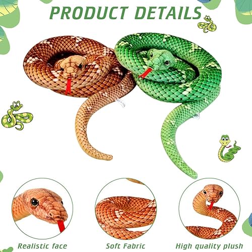 Miniatura 3 de BALRAJ Serpiente gigante de peluche de 110 pulgadas de serpiente de peluche realista, serpiente realista, juguete de serpiente de peluche, regalo