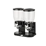 Honey-Can-Do Zevro Essential Dual-Control Dry Food Dispenser – Effortless & Organized Storage for Cereal, Dog Food, or Snack Dispenser for All Kinds of Treats, 17.5 oz Each Capacity, Black/Chrome