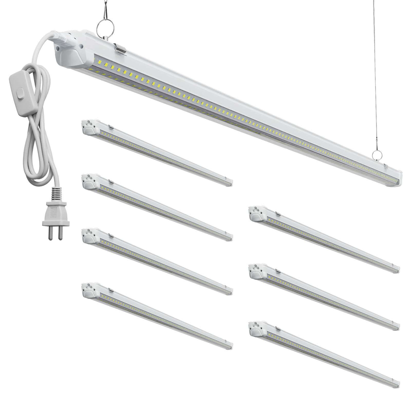 Photo 1 of fmwkrj T8 8FT LED Shop Lights 8 Pack 6000K Linkable Garage Light Fixture
