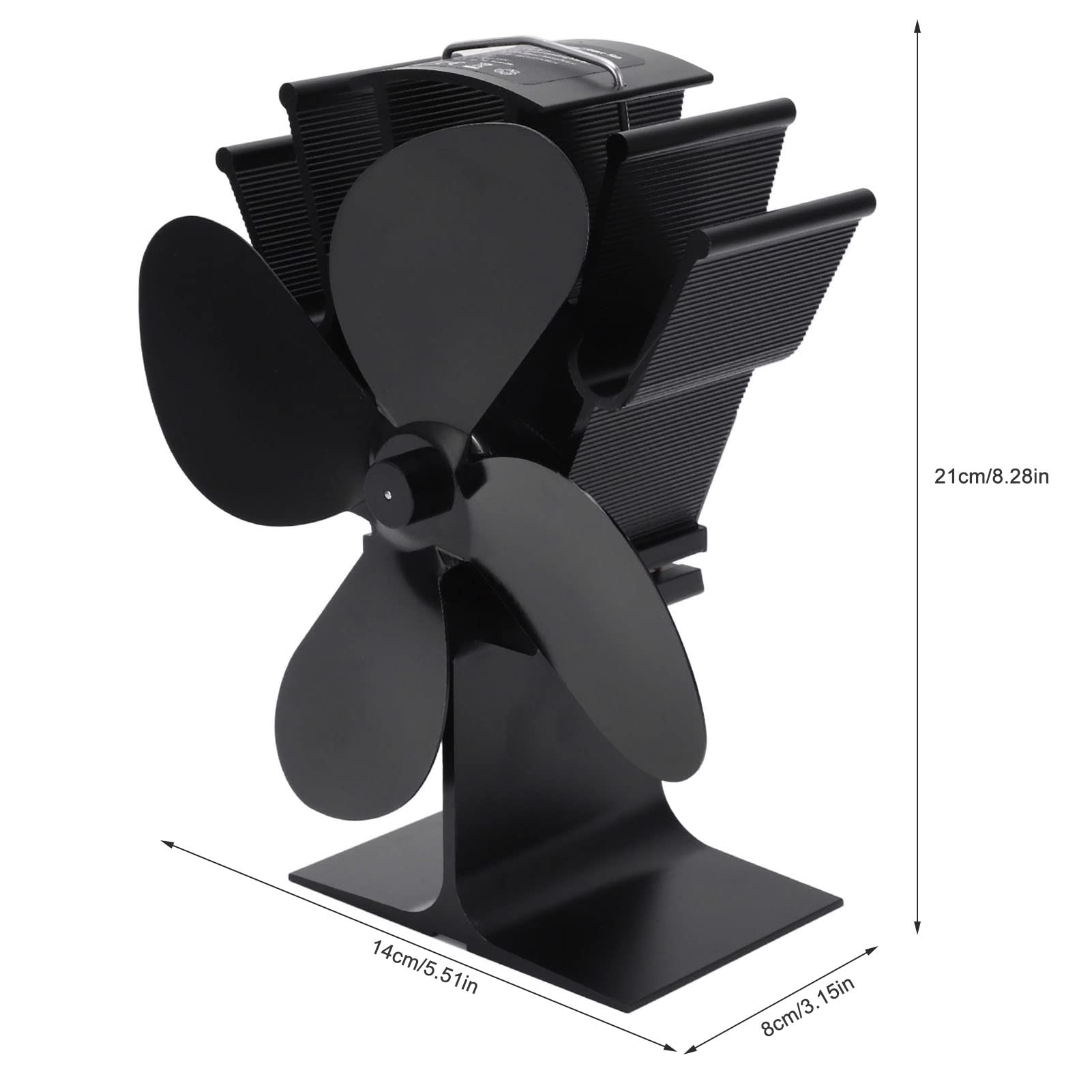 Ventilatore per Stufa Alimentato a Calore Design Ecologico a 4 Pale in Lega di Alluminio per Caminetto a Legna Ideale per Uso Domestico
