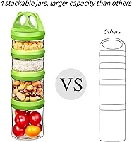 Vista 3 de SELEWARE Contenedores apilables portátiles de almacenamiento de alimentos para aperitivos, fórmula en polvo y bebidas, sistema de bloqueo giratorio