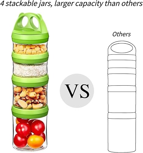 Miniatura 3 de SELEWARE Contenedores apilables portátiles de almacenamiento de alimentos para aperitivos, fórmula en polvo y bebidas, sistema de bloqueo giratorio,