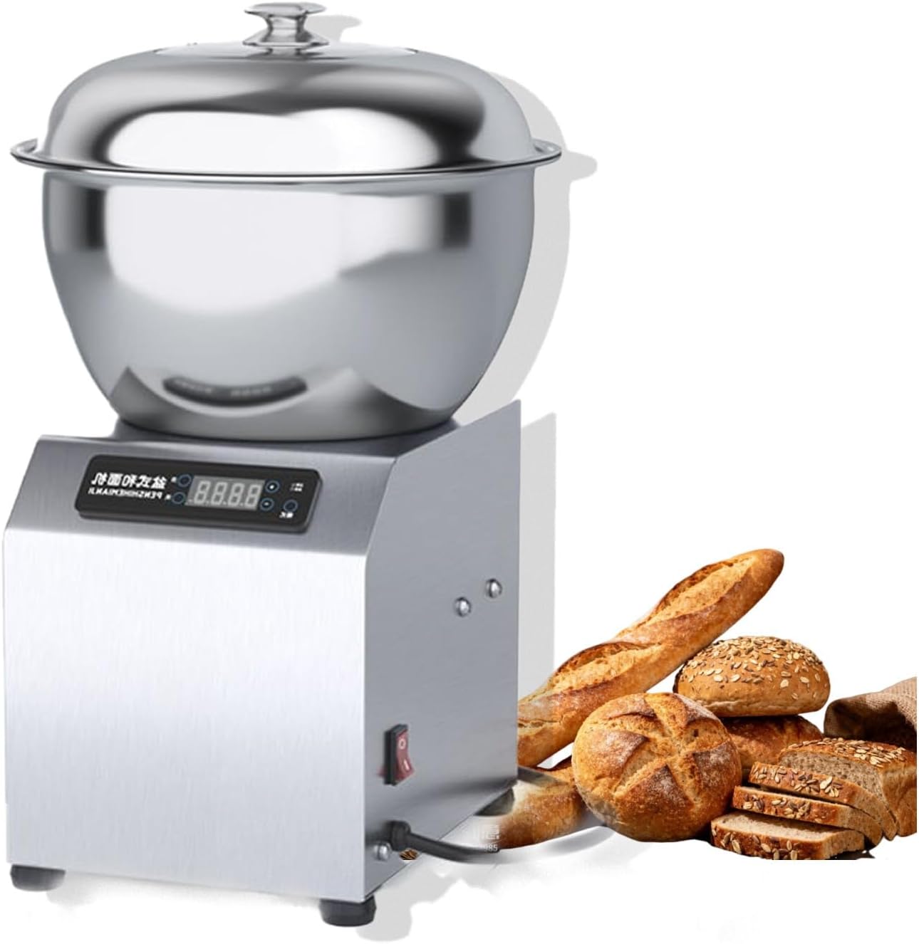 Spiral Dough Mixer, Commercial Dough Kneading Machine with 8kg Capacity, Stainless Steel Bowl, Touch Panel, Dual Rotation, For Bread, Pizza
