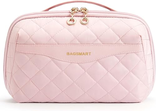 Miniatura 8 de BAGSMART Bolsa de maquillaje de viaje  Bolsa organizadora de cosméticos de gran capacidad, resistente al agua, portátil, bolsa de aseo para