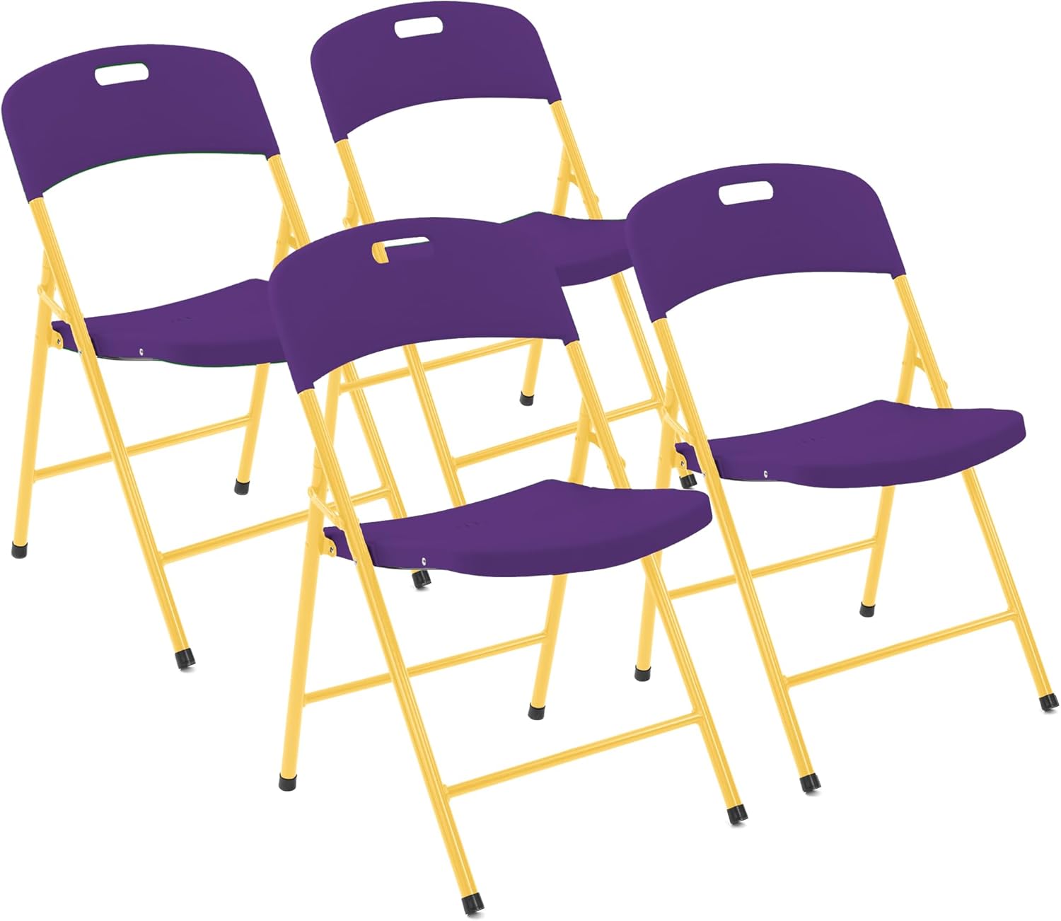 Creative Plastic Folding Chairs (4 Pack) - Portable Lightweight Folding Chairs for Indoor and Outdoor Steel Frame Used for Events, Party, Garden, Camping, Picnic, Tailgating (Blue/Gray)