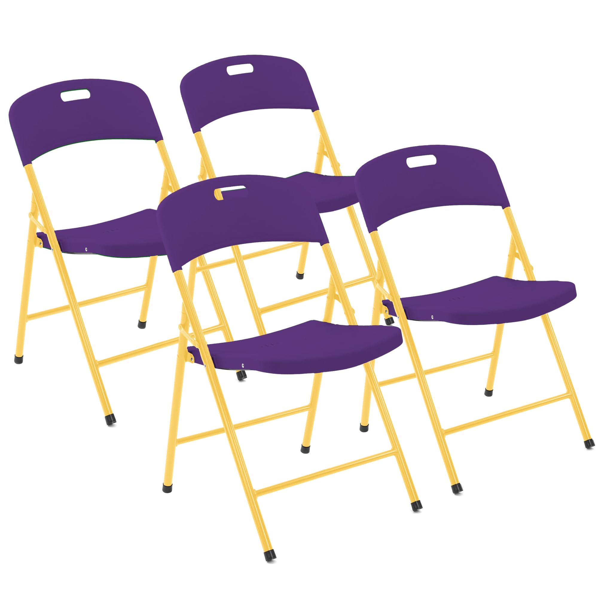 Creative Plastic Folding Chairs (4 Pack) - Portable Lightweight Folding Chairs for Indoor and Outdoor Steel Frame Used for Events, Party, Garden,