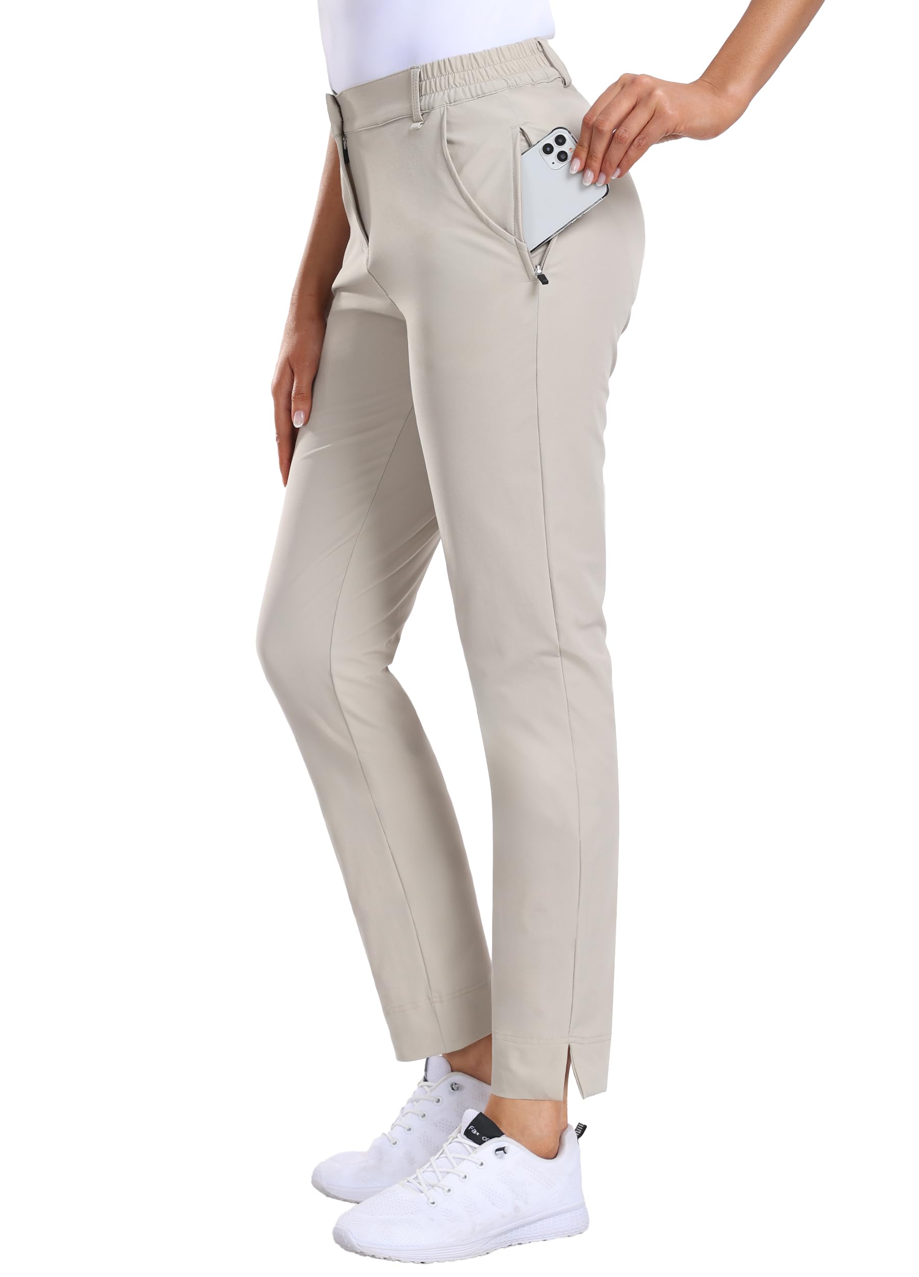 Hiverlay Damen-Golfhose, Stretch, Arbeitshose, Knöchel, mit Taschen, schnell trocknend, gerade, Business, Freizeit, Wanderhose