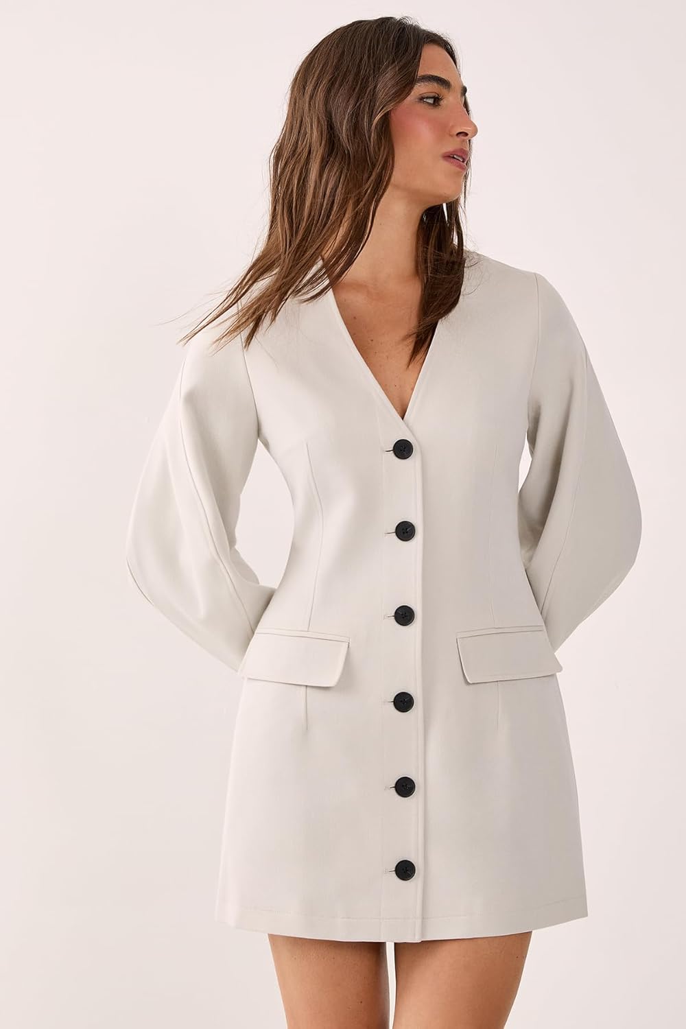 Nasty Gal Tailored Cocoon Sleeve Button Through Mini Blazer Dress - Image 4