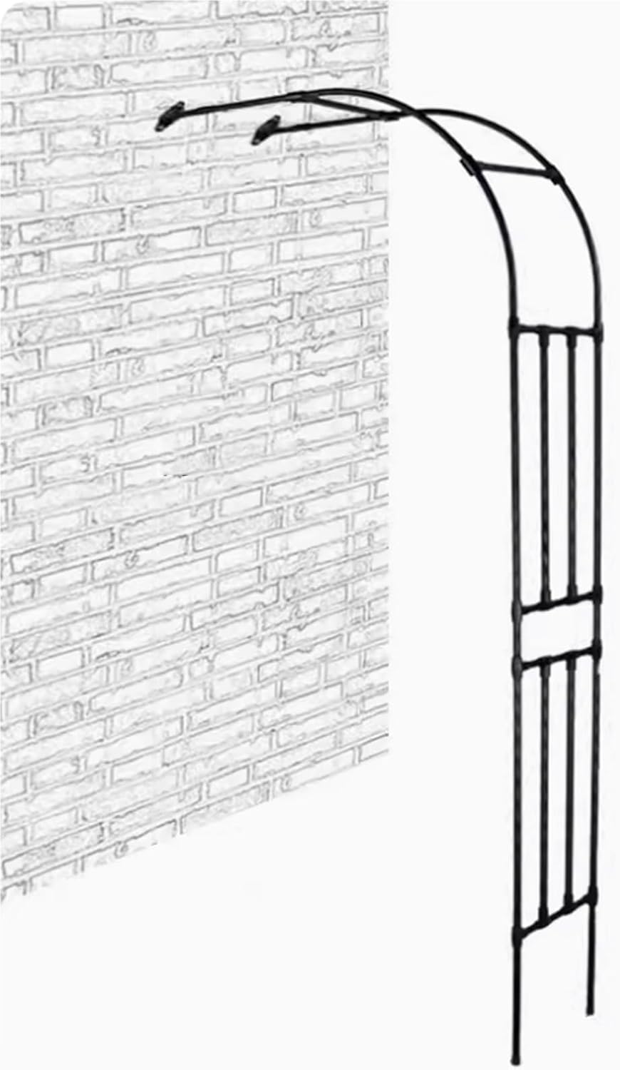 Garden Arches, Steel Half Garden Arch, Metal Against The Wall Garden Arbor, Various Climbing Plant Rose Arch, Outdoor Garden Lawn Backyard Half Arch Arbor, Pumpkin Trellis (Color : Black, Size : 60