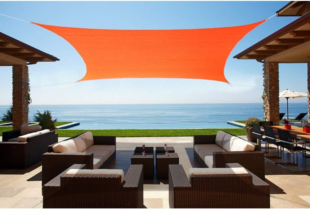 Alion Home 12' x 16' Rectangle Waterproof Polyester Woven Sun Shade Sail (1, Tangerine Orange)