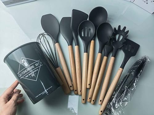 Miniatura 5 de Kitchenware Set wood and silicone 12-piece non-stick frying cooking baking utensils Purple