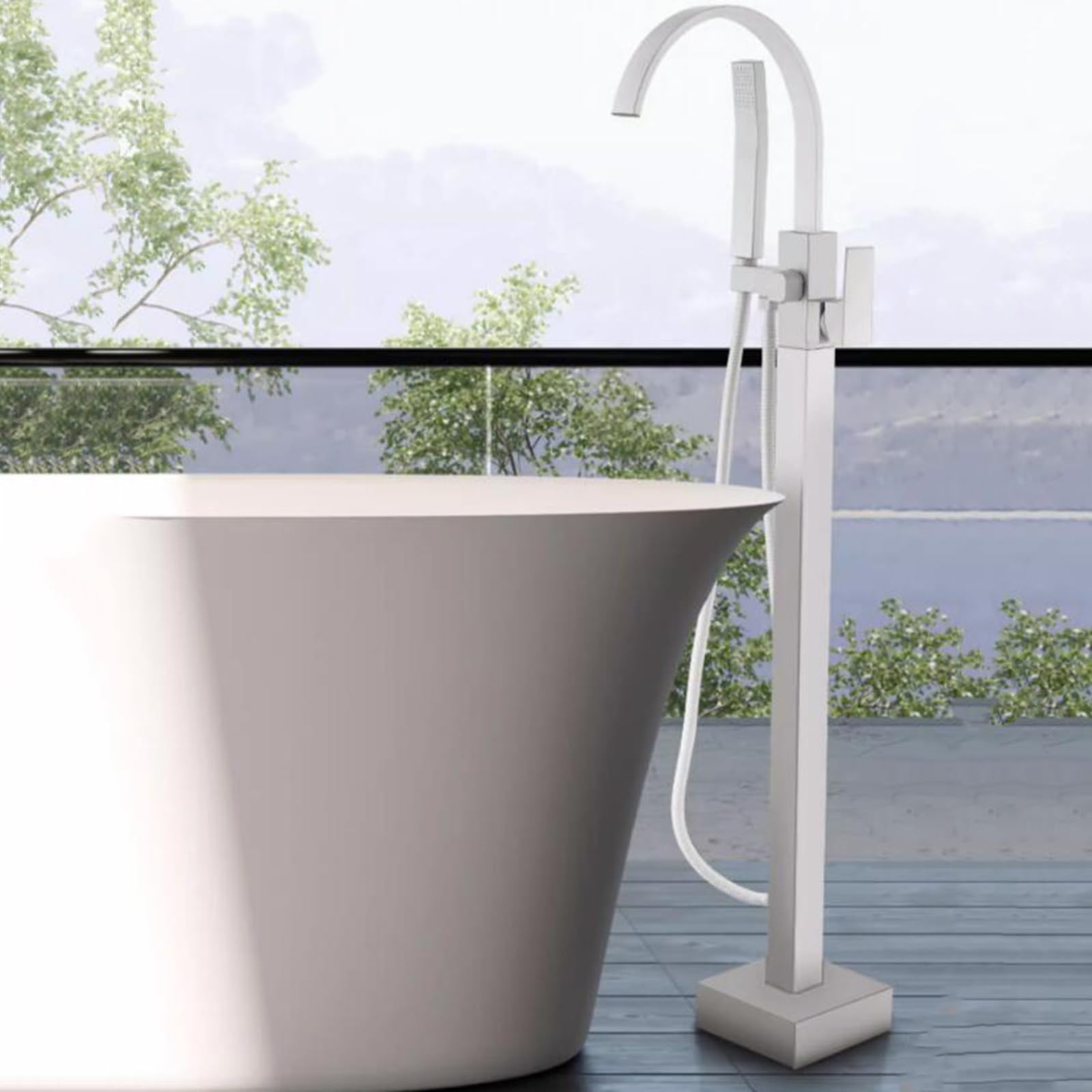 Robinet de bain autoportant pour baignoire îlot et douche chaude relaxante