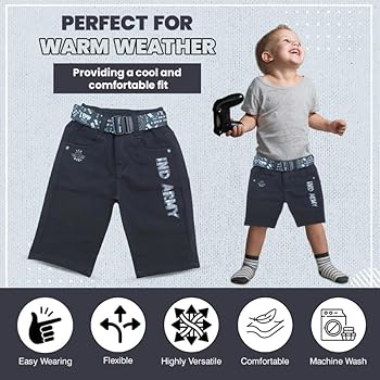 PUPPET-NX Solid Junior Boys Bermuda Shorts with Belt, Knee Length