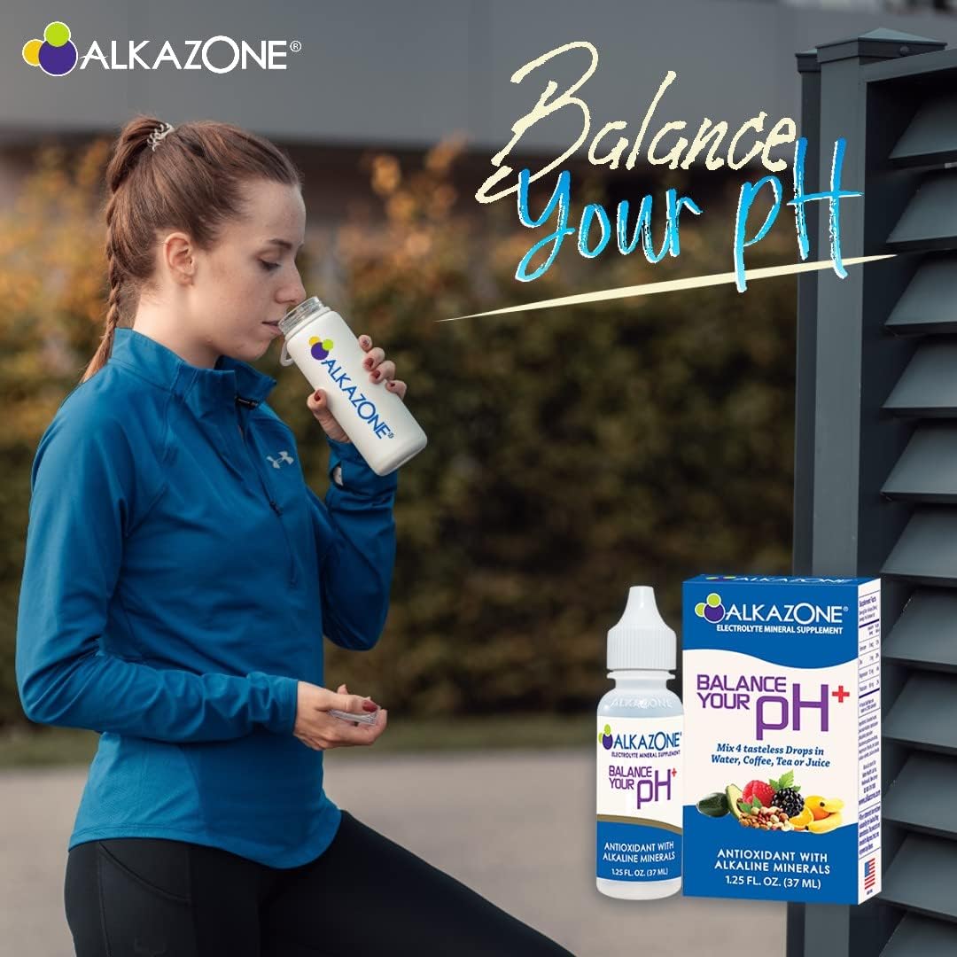 Alkazone Balance Your pH (Plus) Antioxidant Alkaline Mineral Drops, Single 1.25 Oz Pack, Portable, Yields 30 Day Supply of antioxidant Water, Unflavored, pH Balance, Hydration