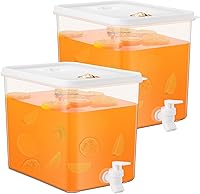 Domensi 2-Pack 2 Gallon Fridge Drink Dispensers with Spigot, Leak-Proof Lids & Fruit Filter - Juice Tea Lemonade Party Jugs
