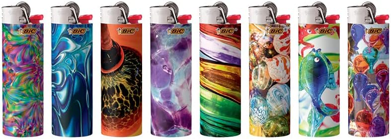 BIC Special Edition Blown Glass Series Lighters, Set of 8 Lighters