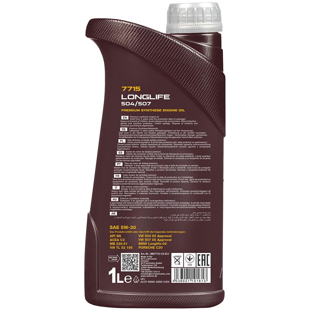 Inspektionspaket Wartungspaket Filterset mit 8 L Motoröl Longlife 5W-30, Ölfilter, Verschlussschraube