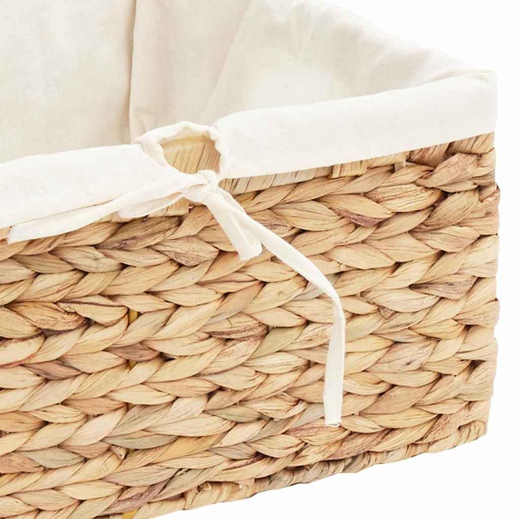 Juego de 3 cestas de almacenamiento de jacinto de agua natural, cestas rectangulares de 40 x 30 x 18 cm con asas para salón, dormitorio, oficina, estilo bohemio rústico