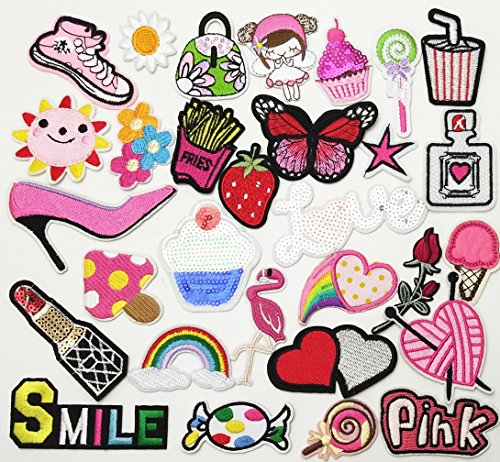 Libiline 30Pcs Random Assorted Styles Embroidered Patch Sew On/Iron On Patch Applique Clothes Dress Plant Hat Jeans Sewing Flowers Applique Diy Accessory (Assorted-Style 3) #TOP1
