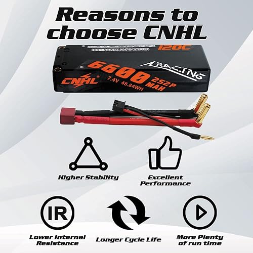 Miniatura 4 de CNHL 2S Lipo Battery 6600mAh 120C 7.4V Estuche rígido con enchufe 5.0 Bullet T para RC Car Truck Boat Truggy Airplane Quadcopter Racing Hobby (2