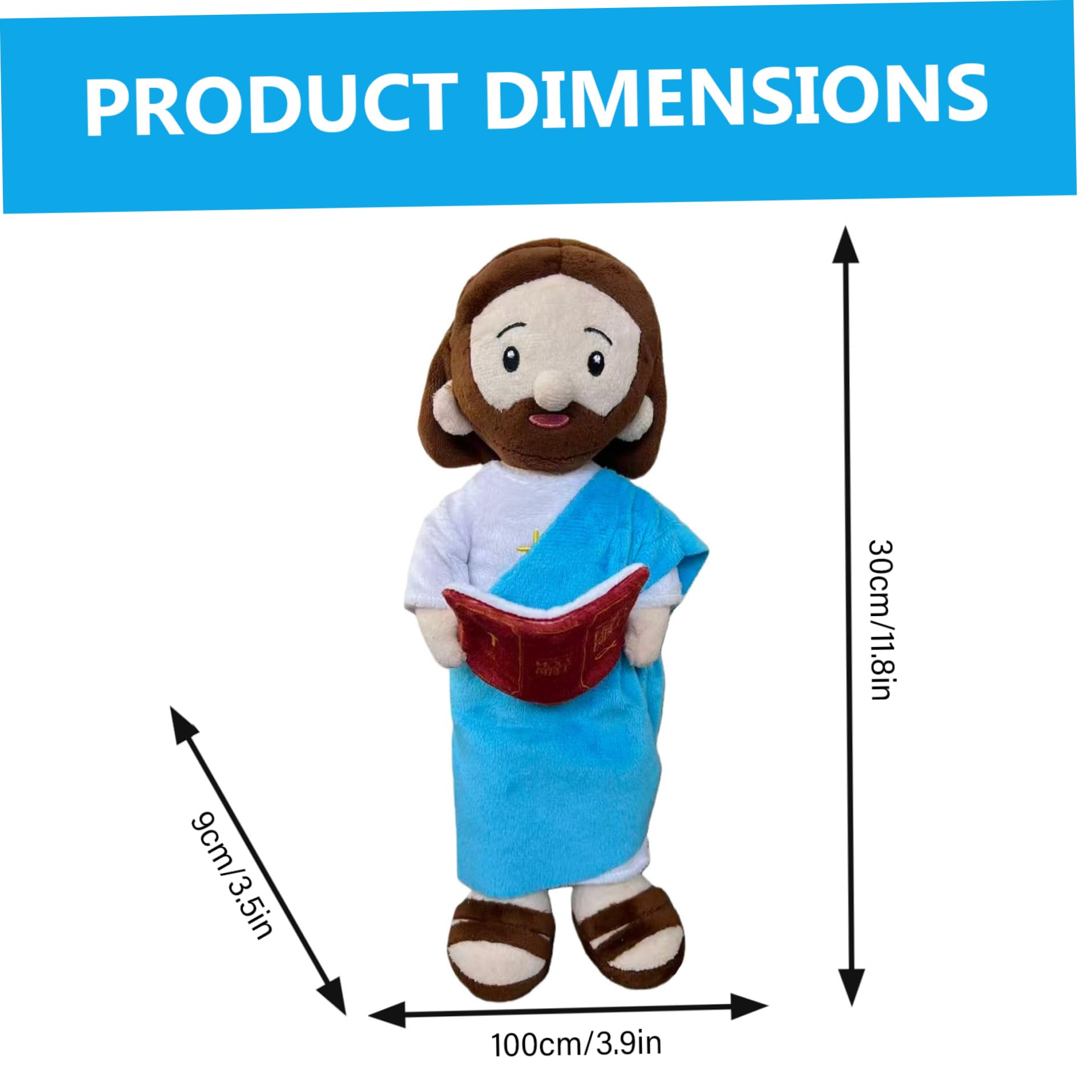 Muñeco de Peluche de Jesús, Peluche Suave de Jesús de 12 Pulgadas con Cruz y Detalle de la Biblia, Lindo muñeco de para decoración del hogar, Juguete religioso para niños y Adultos