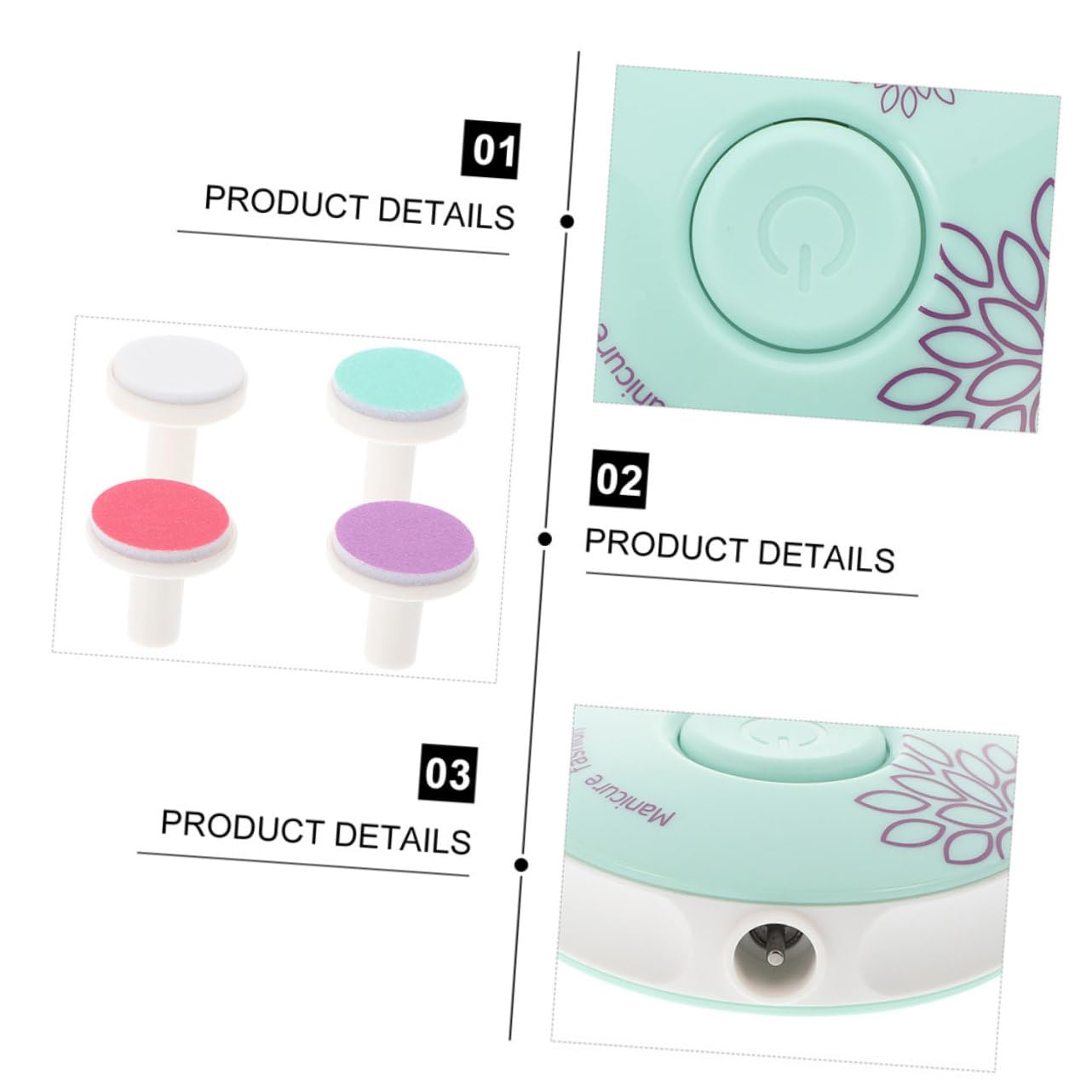 UPKOCH 3sets Elettrico Per Taglio Unghie Per Adulti Di Strumenti Per Manicure e Pedicure Include Testine Abrasive Manicure Facile e Sicura Per Famiglie