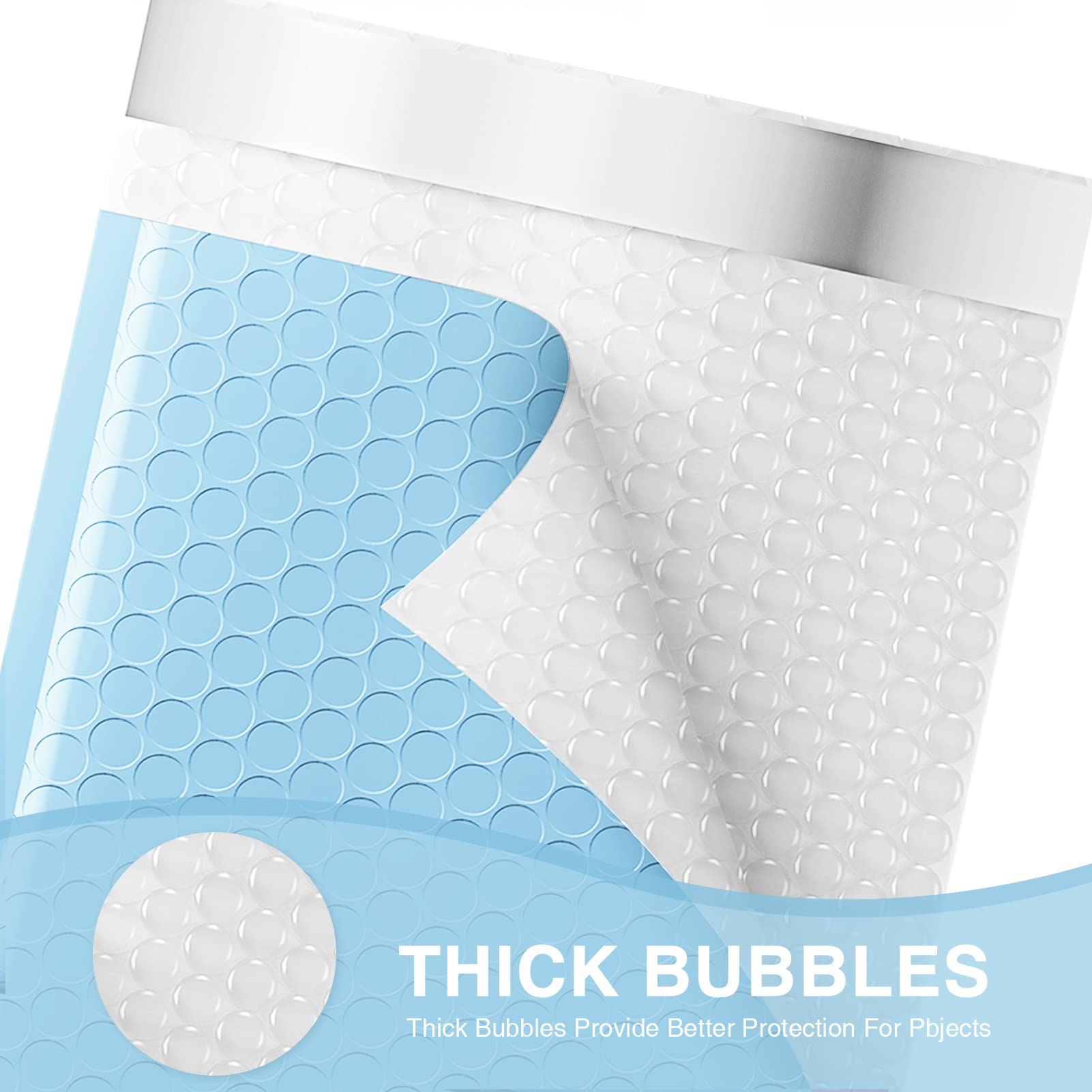 Metronic Bubble Mailers 15 x 25 cm, 50 sztuk, samouszczelniające, wodoodporne, wyściełane koperty, opakowania bąbelkowe do wysyłki, wysyłki, wysyłki, małych firm, jasnoniebieskie, luzem #0