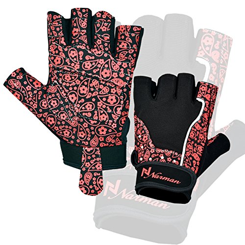 Norman Ladies Gel Gloves Fitness Gym Wear Weight Lifting Training Cycling Pink/Black (L)