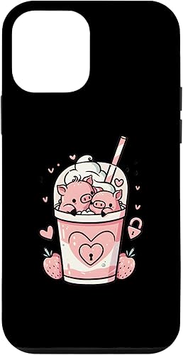 iPhone 12 mini Retro Coffee Latte Cups Funny Pigs Valentines Day For Womens Case