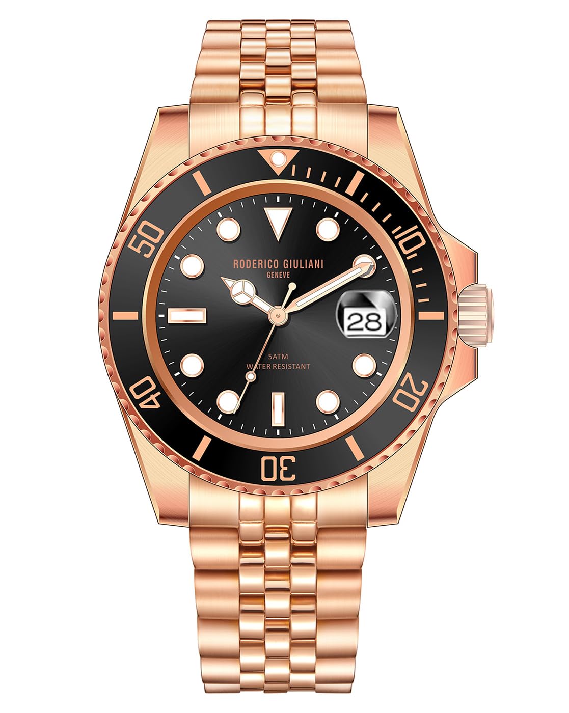 RODERICO GIULIANI Analog Black DIAL Rose Gold CASE Black Bezel Jubilee Steel Bracelet Mens Watch MJSA-7405 (B0CTRSGKRZ) Amazon Price History, Amazon Price Tracker