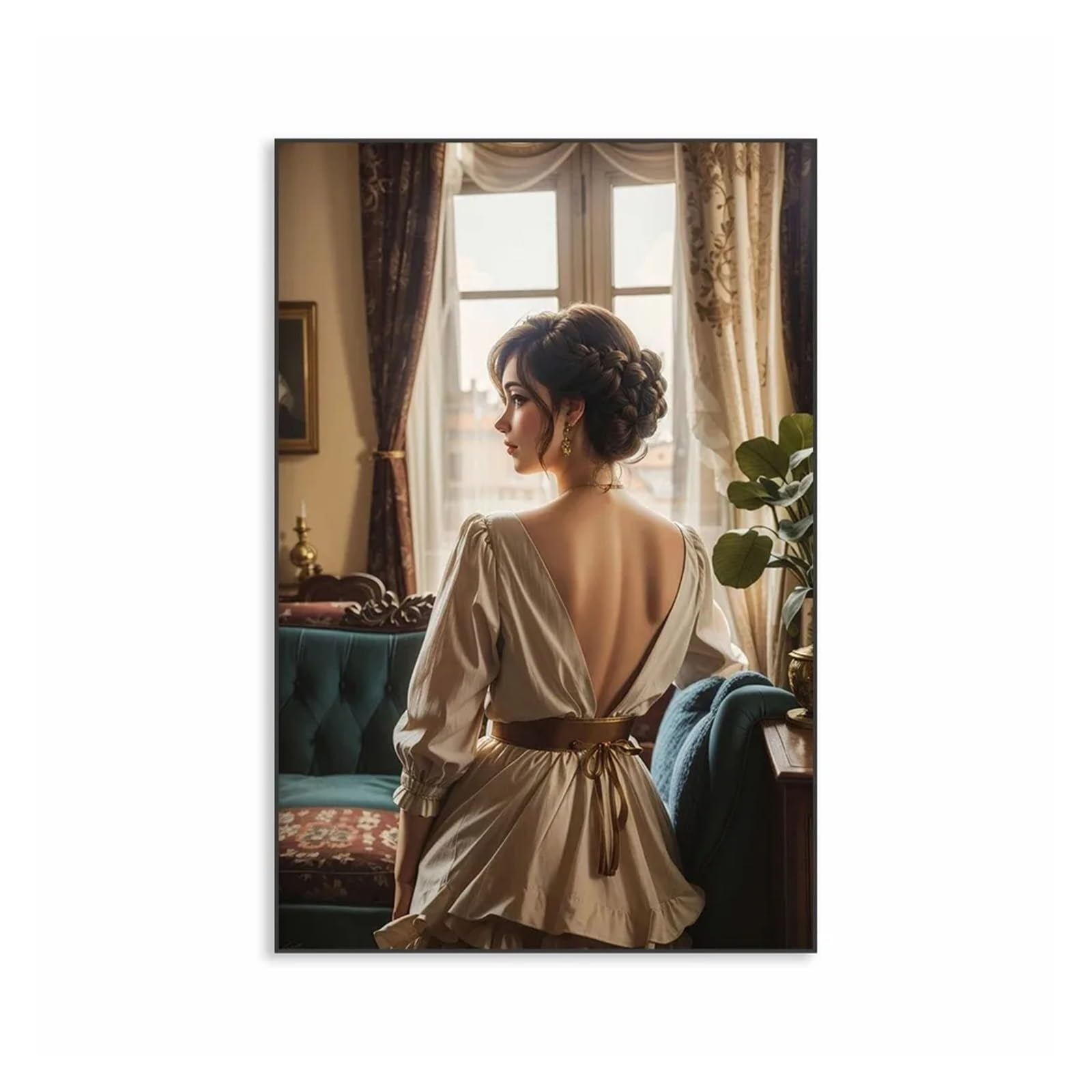 Peinture à l'huile sur toile portrait victorien rose de haute qualité