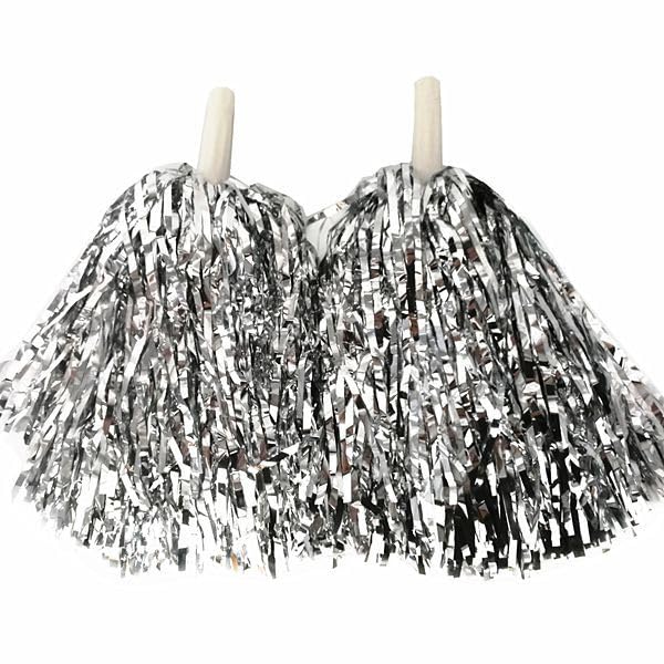 Funcart Cheering Pom Pom Silver Color(2pcs/pack), Metallic Cheerleading Pom Poms with Baton Handle Cheerleader Pompom Foil Cheer Pom Poms Cheering Squad Hand Flowers for Adults Team Spirit Sports Party Cheering (B0CSWNRBVQ) Amazon Price History, Amazon Price Tracker