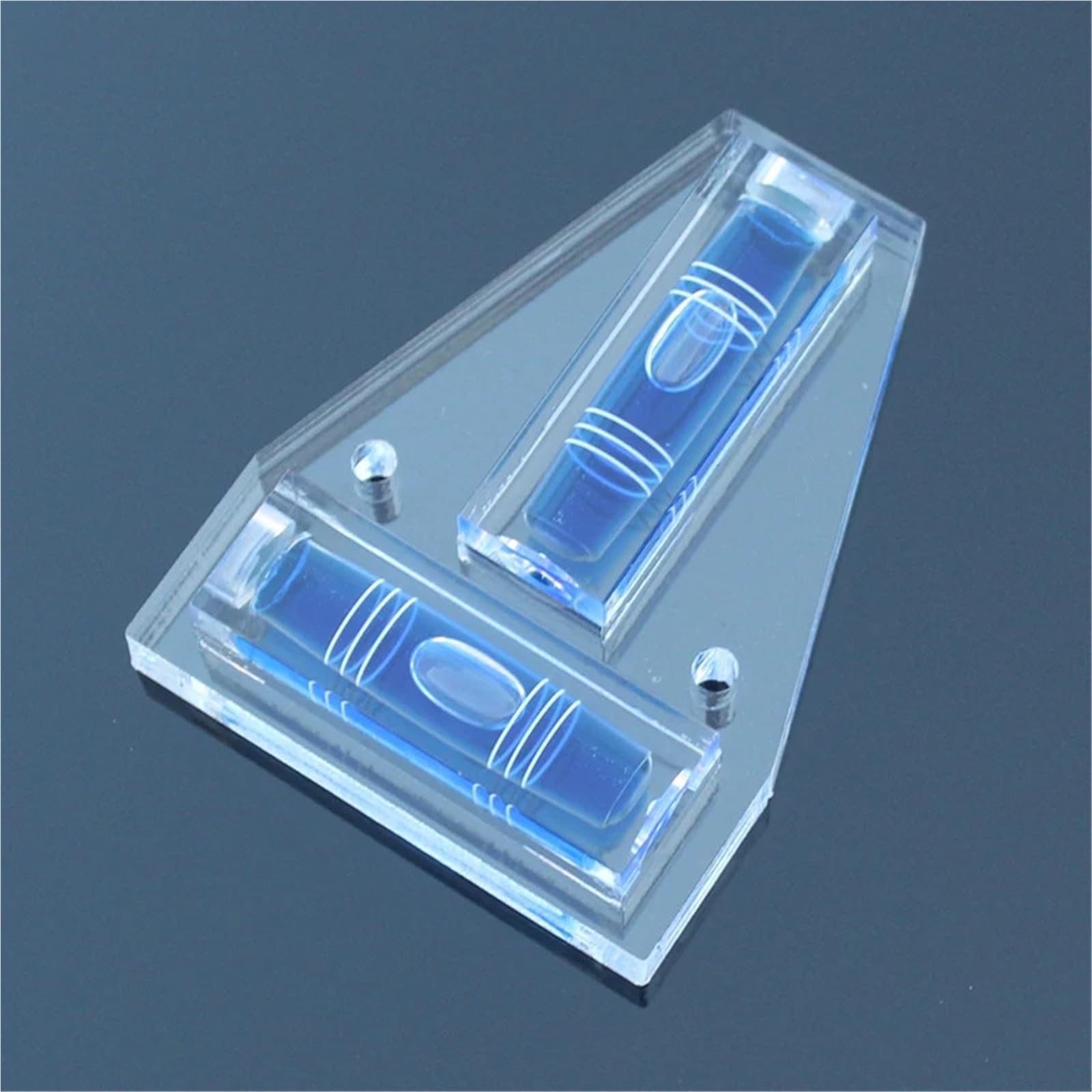 1 x mini poziomica akrylowa w kształcie litery T, mała 85 x 64 x 15 mm | 1 szt. Acrylic Three Line w kształcie litery T w kształcie mini spirit bańki na poziomie, mały 85 x 64 x 15 mm (niebieski)