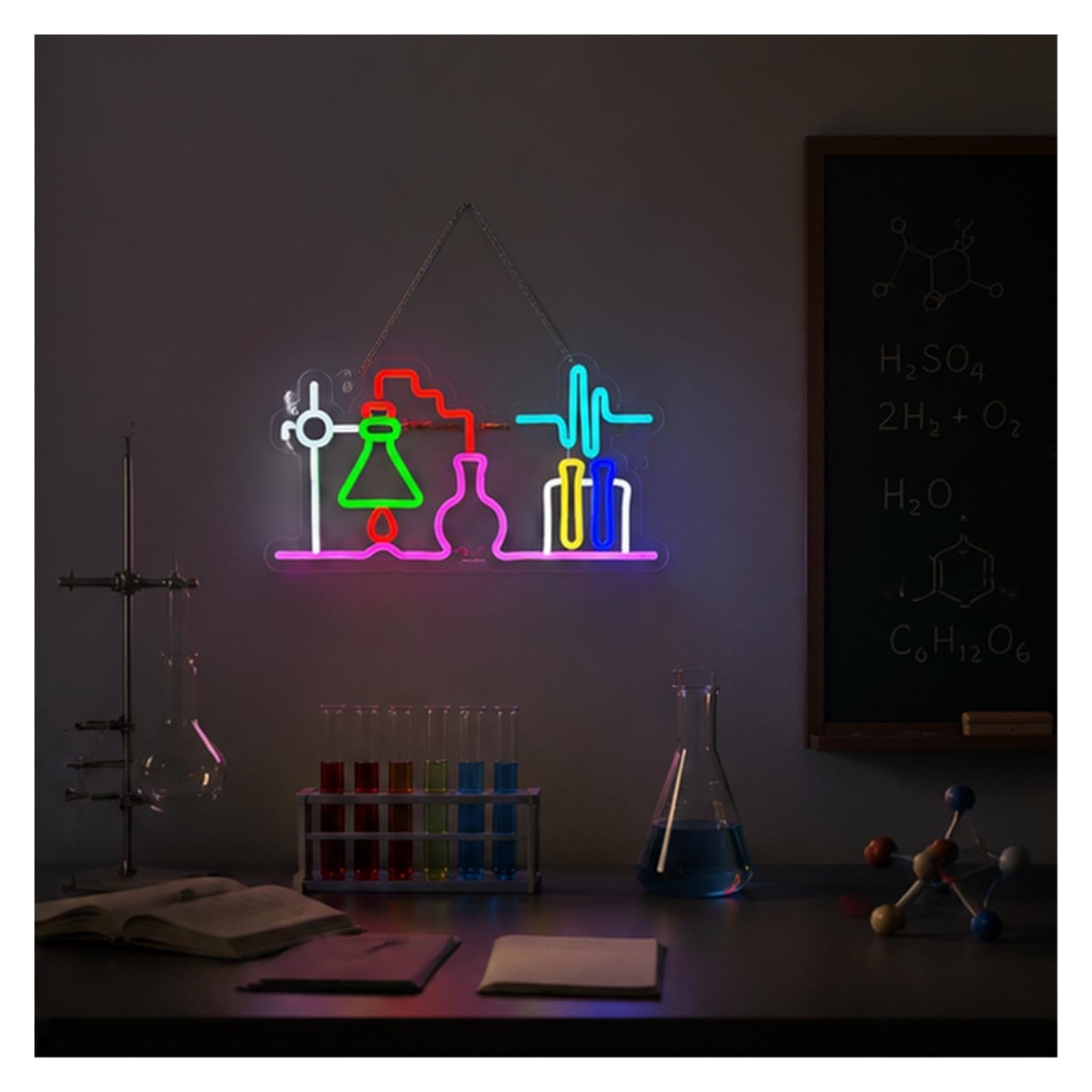 Decoración Lámparas Equipo De Laboratorio De Química Letreros De Neón