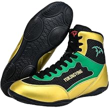 Men's Mesh Lace-up Boxing Shoes Lightweight Wrestling Boots with Ankle Support, Prevents Inversion and sprains